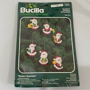 Bucilla Christmas Heirloom Jeweled Ornaments Kit Santas Surprises 82013 Set Of 6